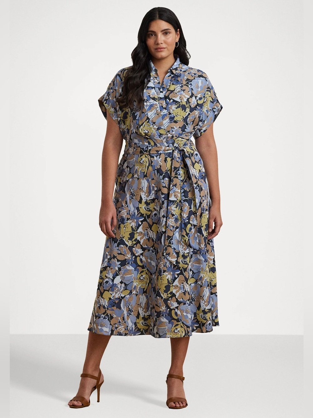 Lauren Ralph Lauren Floral Crepe Dress No Belt Size 16